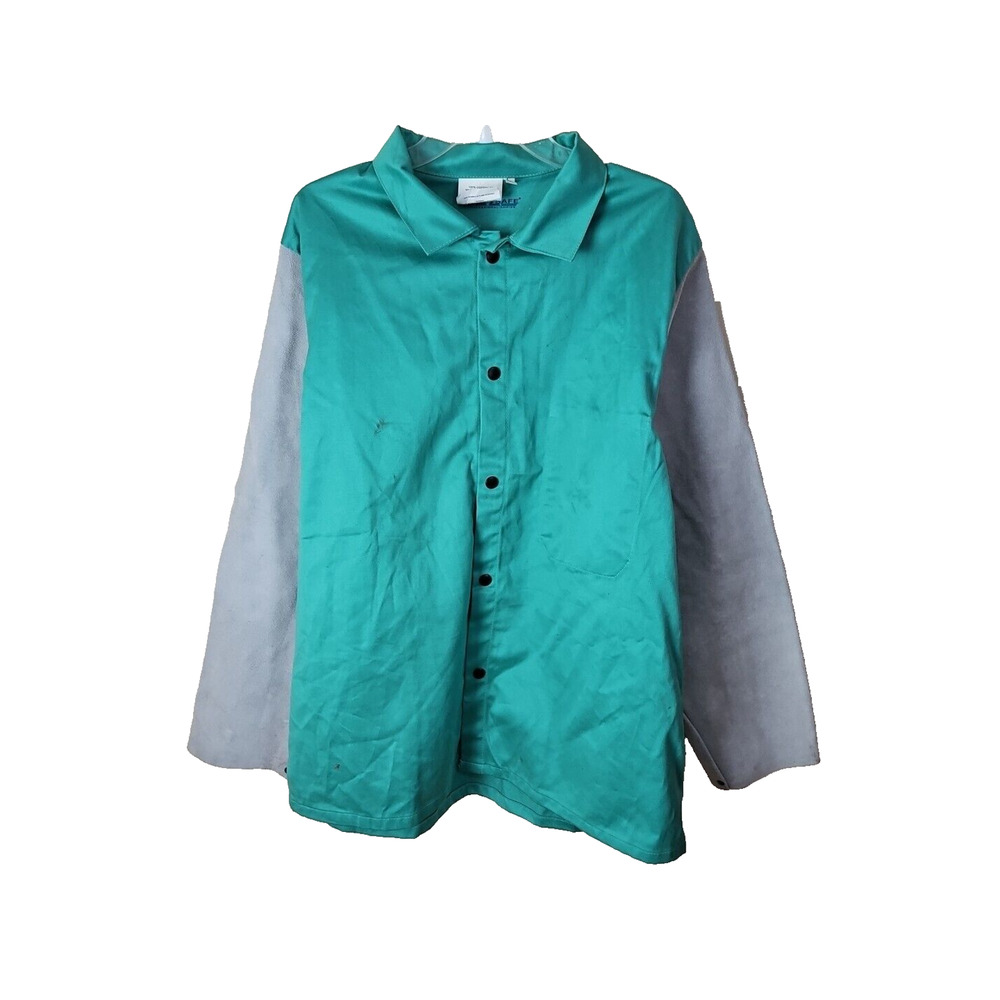 Shirt Jacket Mens L Green Welding Protective Leather Sleeves Workwear Pro-Safe